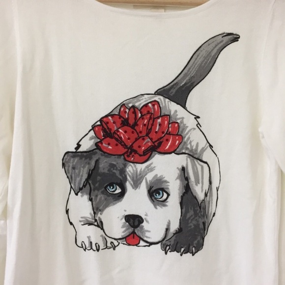 Emaline Dog Graphic Floral Rhinestone Sweater - Picture 2 of 5